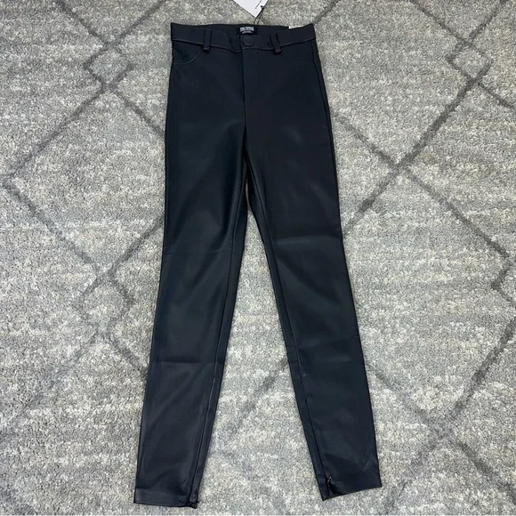 ZARA faux leather Legging Collection high rise black XS rock matrix goth metal - Picture 7 of 16